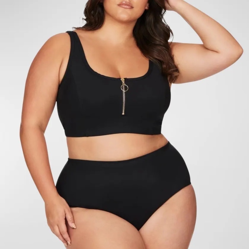 Artesands Sculpt Fuseli Bikini Gold zipper up Black Top